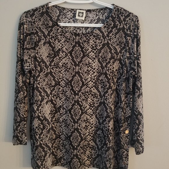 SNAKE PATTERNED ANNE KLEIN SHIRT SIZE SMALL - Picture 1 of 4